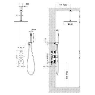 Душевой комплект Timo Saona SX-2399/17SM золото матовое